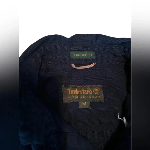 Timberland Weathergear Button Up Shirt Mens Size M Rugged Fit Black Heavy VTG - Picture 3 of 4